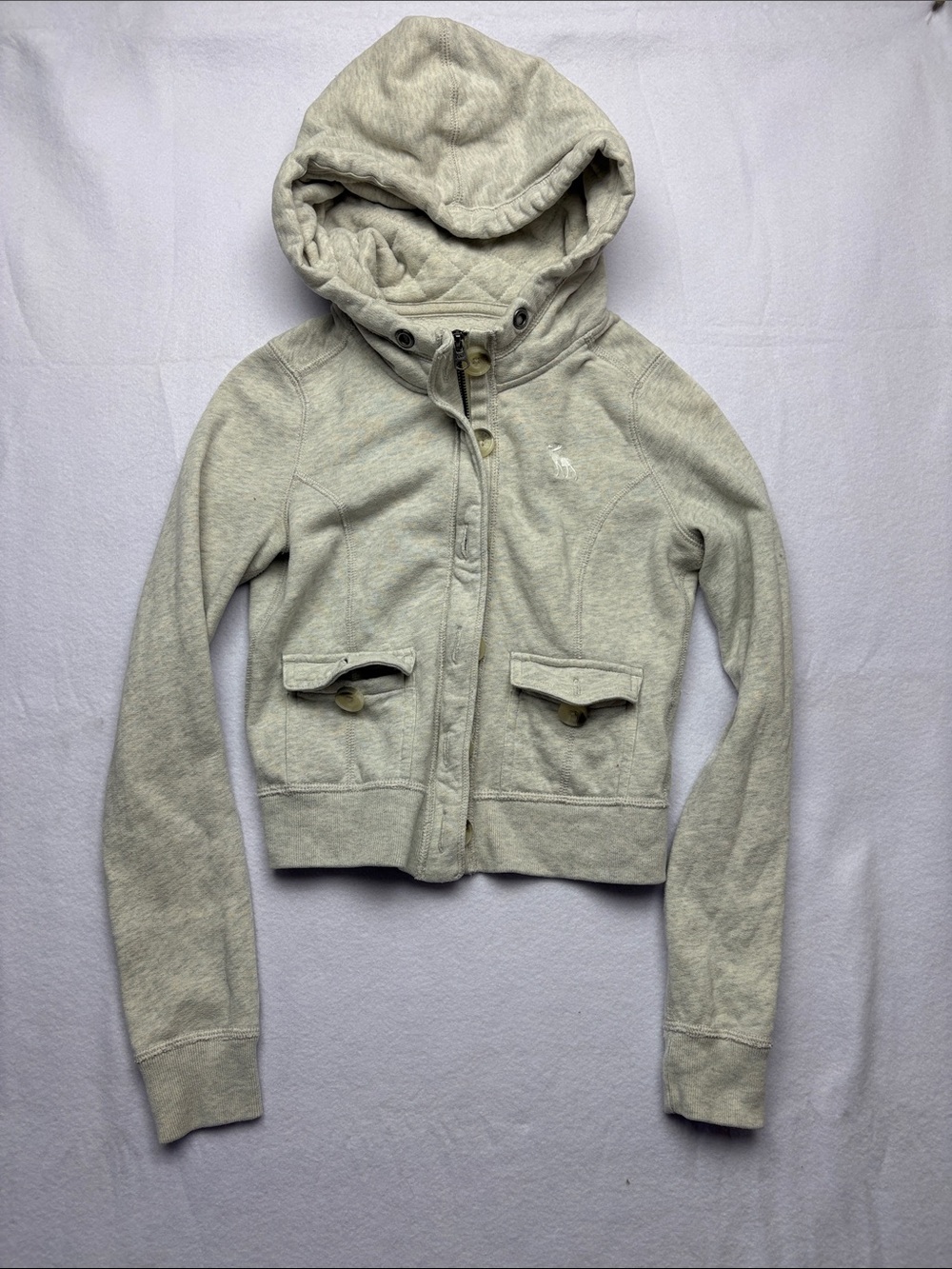 Abercrombie & Fitch size XS y2k Women's Hooded Zip jacket Light Gray